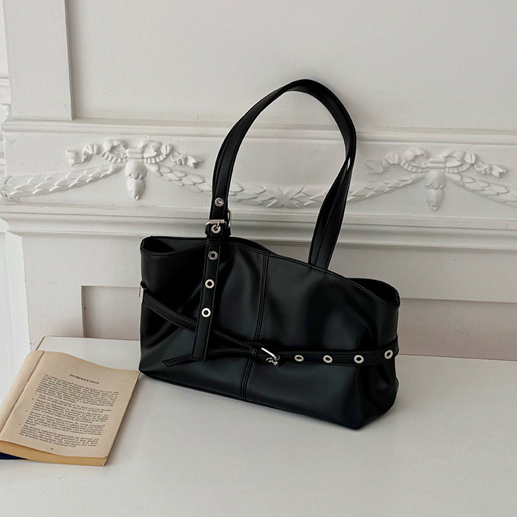 日韓流行|小眾設計韓版腋下包秋冬新款大容量通勤百搭托特包機車風單肩包女「F9032」25.09-2