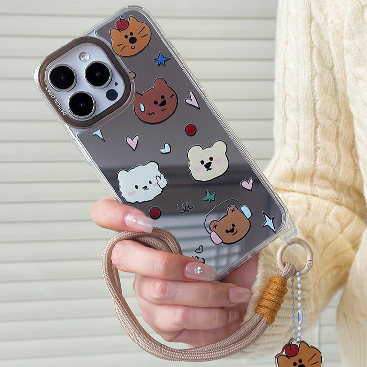 手機殼|蘋果15手機殼卡通iPhone13promax適用12/11掛繩鏡面殼14pro「WL0033」24.07