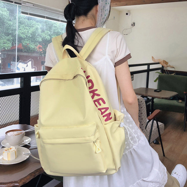 致青春|日系簡約字母休閒雙肩包甜美小清新大容量背包初高中輕便學生書包「8920-125-127」24.06-3