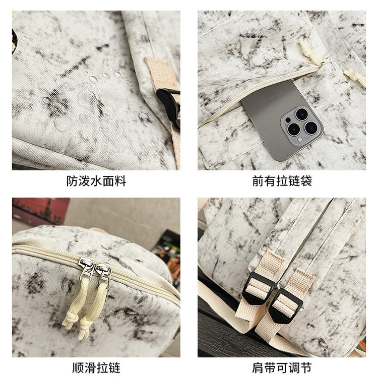 致青春 | 塗鴉韓版雙肩包大容量男女情侶款設計感背包高顏值百搭學生書包「1681-117」25.04-3