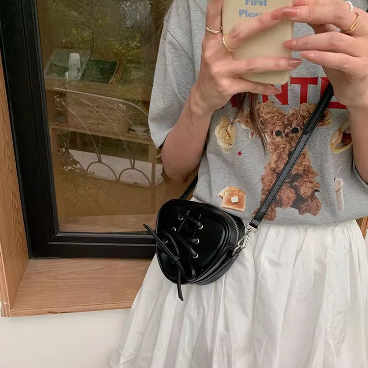 日韓流行|包包女2024新芭蕾風mini愛心手提包蝴蝶結甜美可愛單肩斜挎包「9355#」24.04-5