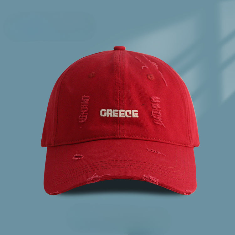 流行帽子|新款破洞字母帽子女情侶百搭鴨舌帽時尚個性刺繡棒球帽男顯臉小潮「C3830A」25.04-4