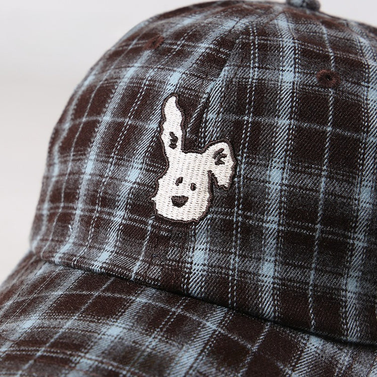 流行帽子|韓系復古格紋小狗帽子女2025新款顯臉小棒球帽百搭遮陽防曬鴨舌帽「C5615」25.09-3