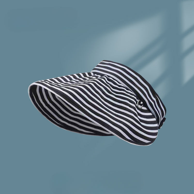 流行帽子|條紋空頂帽子女春夏防曬無頂可折疊太陽帽防紫外線遮陽戶外蛋捲帽「C5236」25.05-1