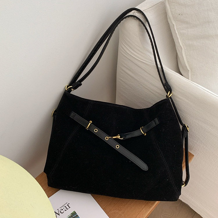 日韓流行|秋冬新款麂皮絨多功能背包大容量休閒單肩斜挎通勤托特包雙肩背包「D9047」25.11-4