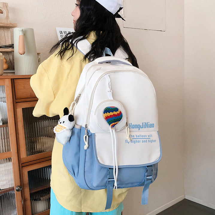 致青春|韓版高中書包女森系撞色雙肩包ins潮學院風中學生國中生休閒背包「3303-130」24.07-2