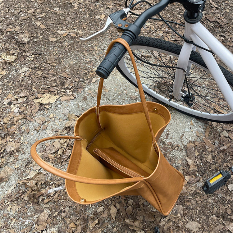 日韓流行|美拉德大容量包包女2025新款休閒質感軟皮通勤包時尚單肩包托特包「9260#」25.03-1