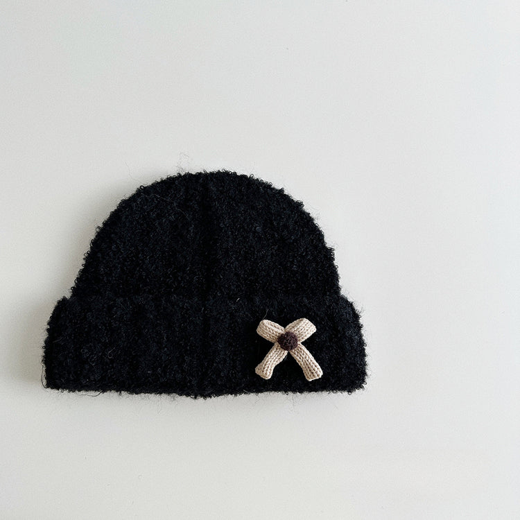 流行帽子|蝴蝶結毛線帽女韓版百搭防風護耳加厚保暖圈圈紗針織帽保暖帽子「5329SG」24.10-1