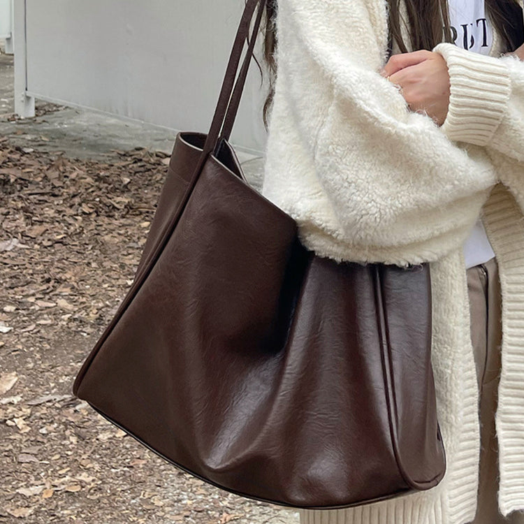 日韓流行|美拉德大容量包包女2025新款休閒質感軟皮通勤包時尚單肩包托特包「9260#」25.03-1