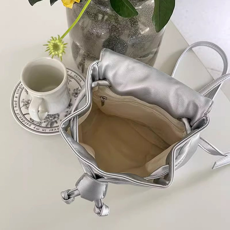 日韓流行|芭蕾風蝴蝶結雙肩包包女式2024新潮韓國背包可愛手提單肩包書包「9371#」24.05-2