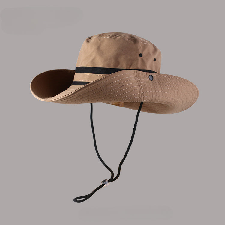 流行帽子|戶外露營大帽檐速乾帽子女防紫外線登山漁夫帽抽繩遮陽釣魚防曬帽「C4407QC」25.07-3