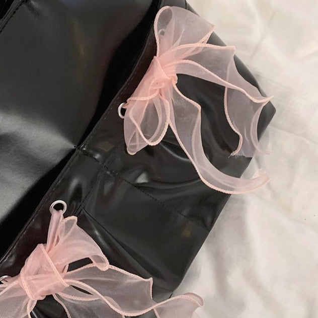 日韓流行|韓國小眾設計蝴蝶結大容量單肩包女士2025新款潮時尚托特包腋下包「9529#」25.02-3