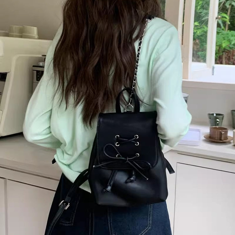 日韓流行|芭蕾風蝴蝶結雙肩包包女式2024新潮韓國背包可愛手提單肩包書包「9371#」24.05-2