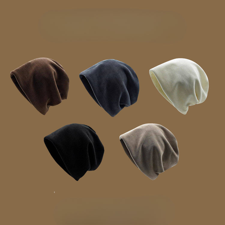 流行帽子|純色素顏燈芯絨堆堆帽子女冬季韓版寬松針織帽保暖冷帽嘻哈包頭帽「C4621」24.12-4