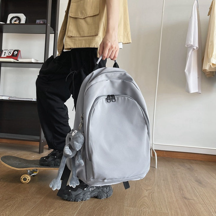 致青春|簡約單色尼龍雙肩包女韓版高中大學生書包15.6吋大容量電腦背包「181-127」24.02-1