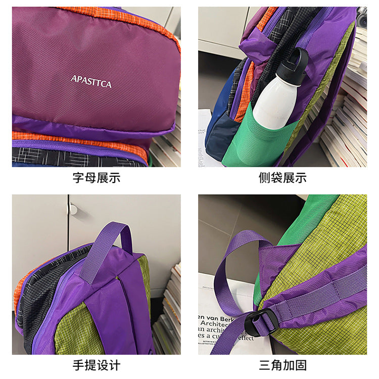 致青春 | 潮酷戶外出行大容量背包情侶撞色潮牌旅行包時尚休閒雙肩包「289-136」25.08-1