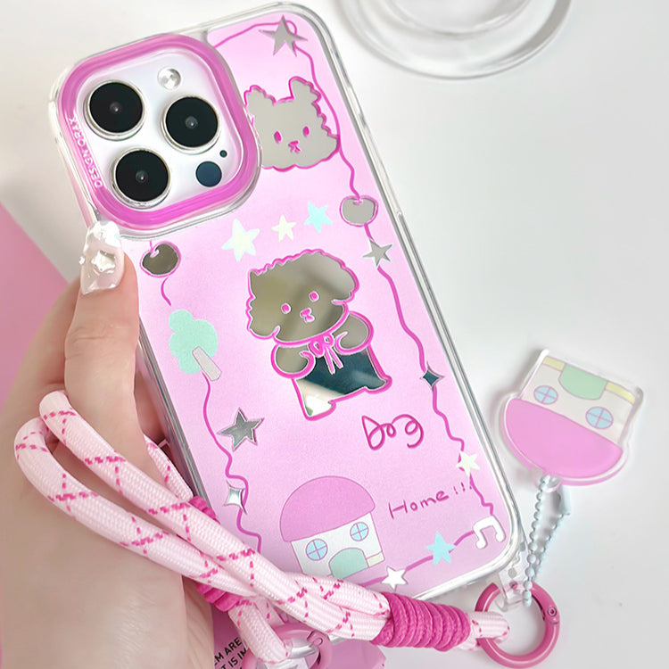 手機殼|蘋果13手機殼iPhone15pro適用12/13promax卡通11掛繩鏡面殼「WL0052」24.07