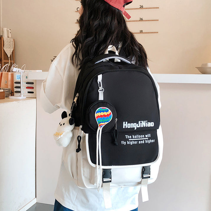 致青春|韓版高中書包女森系撞色雙肩包ins潮學院風中學生國中生休閒背包「3303-130」24.07-2