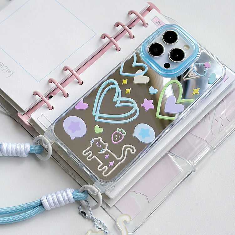 手機殼|蘋果13手機殼iPhone14pro適用15promax卡通11/12掛繩鏡面殼「WM0623」24.07