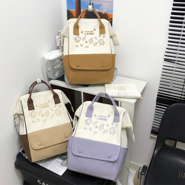 致青春|春季新書包女日系ins撞色中小學生手提雙肩包韓版ins學院風背包「876-360」24.04-1