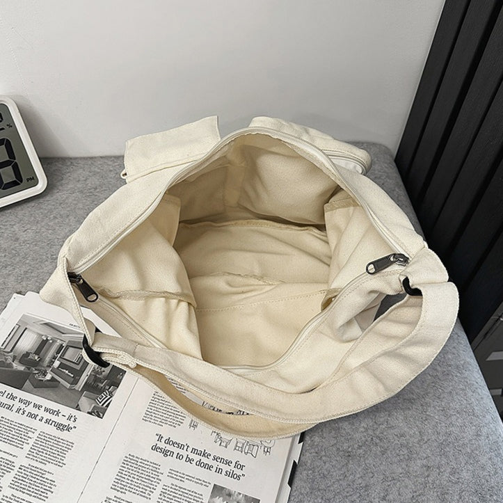 致青春|復古大容量斜背包休閒多口袋托特包百搭通勤單肩包學生上課包「5017-128」25.11-1