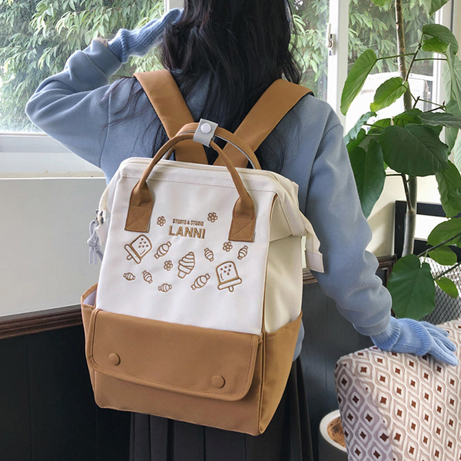 致青春|春季新書包女日系ins撞色中小學生手提雙肩包韓版ins學院風背包「876-360」24.04-1