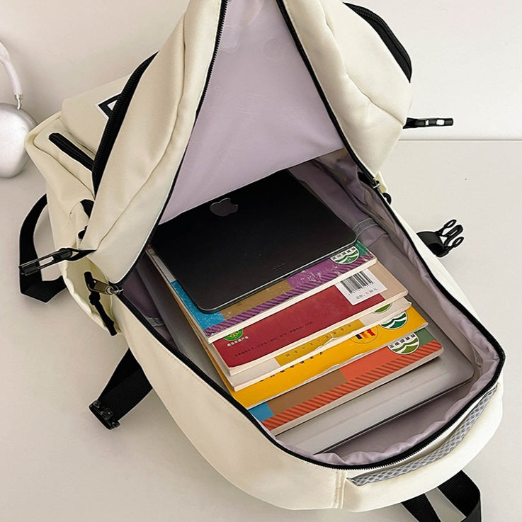 致青春|書包男大學生純色輕便大容量雙肩包多層國高中學生雙肩背包女 「9028-134」25.09-4