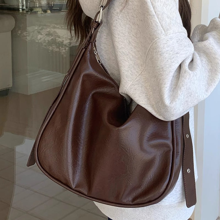 日韓流行|高級感大容量包包女2024新款春秋復古時尚單肩包小眾百搭托特包「9303#」24.02-1