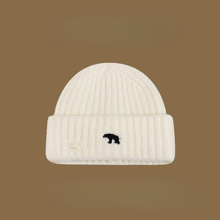 流行帽子|北極熊破洞毛線帽女秋冬加厚保暖粗線毛線帽學生情侶騎行防寒冷帽「C4864」24.12-1