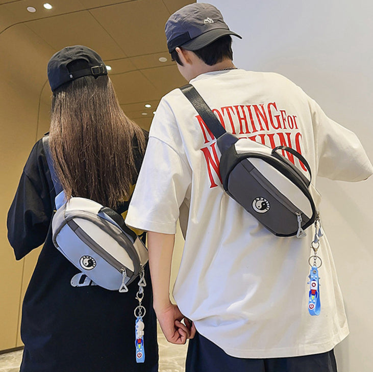 致青春|男女戶外迷你小腰包2025新款休閒學生拼色斜挎包通勤胸包「285-115」25.08-1
