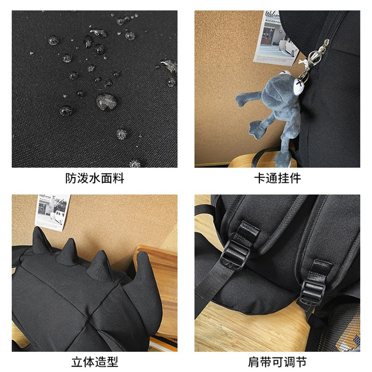 致青春|鯊魚雙肩包女日系大學生書包出行旅遊男情侶搞怪潮流拼色背包「241-132」25.01-2