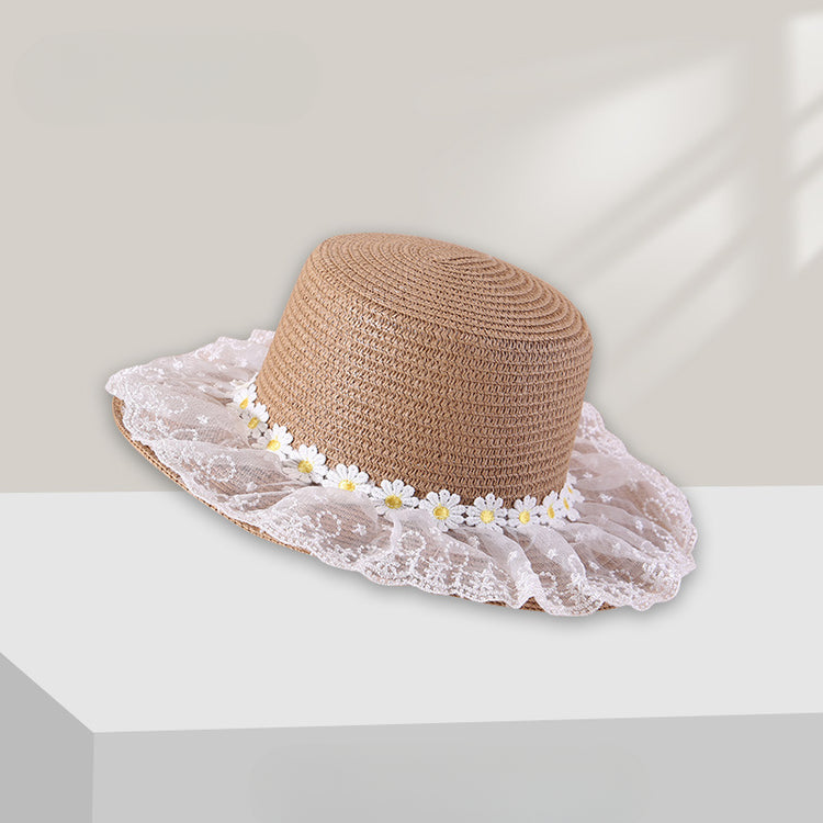 流行帽子|夏季新款蕾絲帽子女戶外防紫外線草帽沙灘防曬遮陽太陽帽潮漁夫帽「C5276」25.05-3