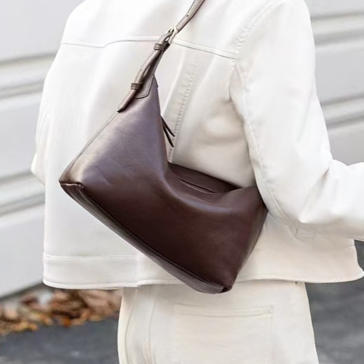 質感真皮|頭層植鞣牛皮腋下Hobo百搭休閒單肩通勤真皮餃子包2024新款女包「6125」24.09-1