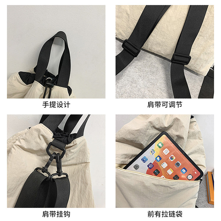 致青春 | 小眾簡約抽繩雙肩包男休閒書包女輕便戶外騎行背包束口袋登山旅行包「6061-128」25.07-5