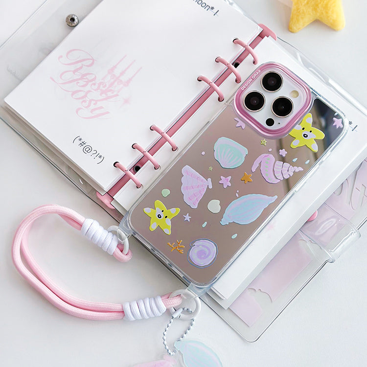 手機殼|蘋果15女iPhone14適用12promax掛繩鏡面手機殼蘋果殼夏天11「WL0070」24.07