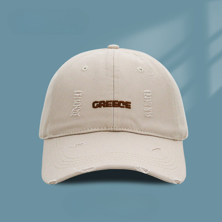 流行帽子|新款破洞字母帽子女情侶百搭鴨舌帽時尚個性刺繡棒球帽男顯臉小潮「C3830A」25.04-4