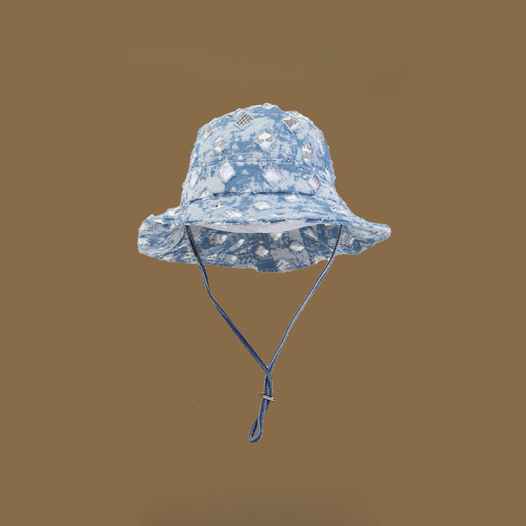 流行帽子|個性水洗破洞牛仔漁夫帽女夏季防曬遮陽帽韓版復古百搭戶外登山帽「C4967」25.03-2