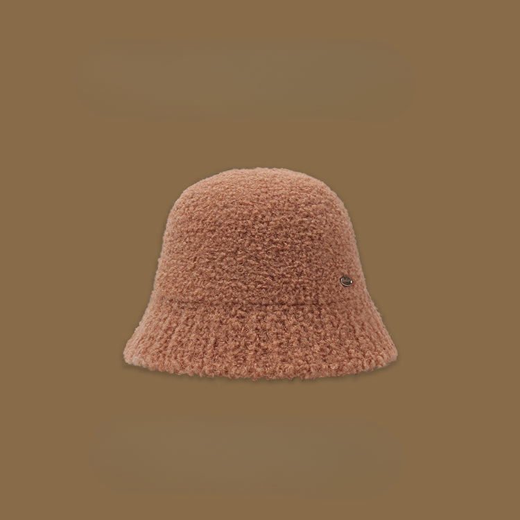 流行帽子|羊羔毛針織漁夫帽女秋冬百搭顯臉小毛絨帽簡約百搭水桶帽保暖盆帽「C4719」24.10-4