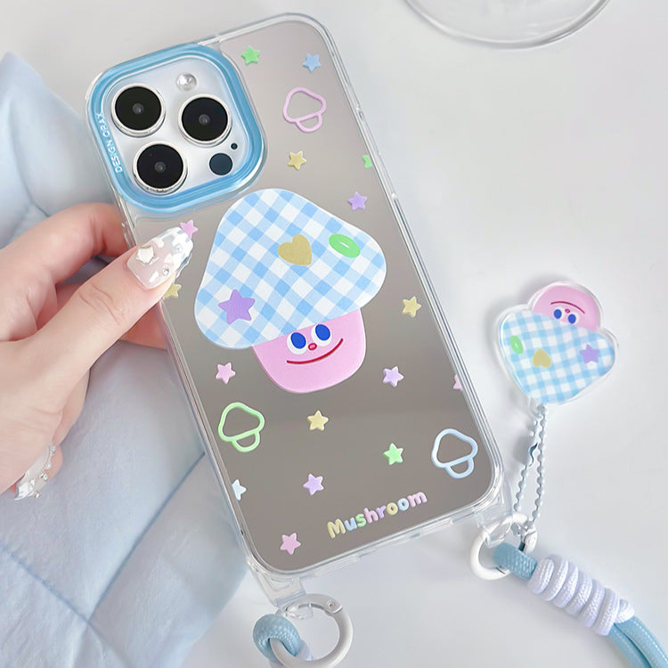 手機殼|蘋果15手機殼女款用12掛繩鏡面殼13pro適用iPhone14promax「WM0624」24.07