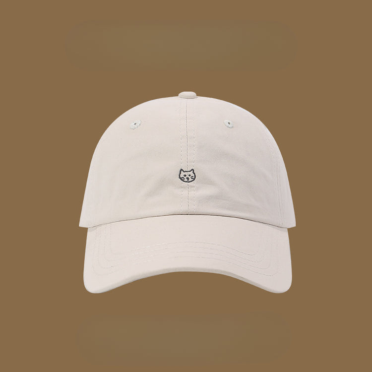 流行帽子|帽子女鴨舌帽春夏高級感遮陽帽貓咪刺繡可愛學生鴨舌帽顯臉小男潮「C4917」25.02-1