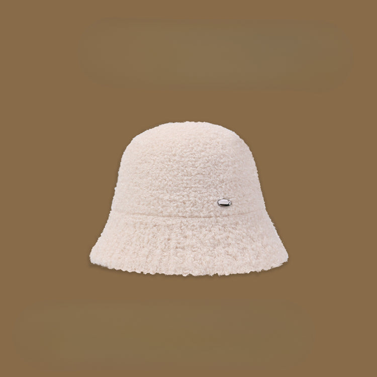 流行帽子|羊羔毛針織漁夫帽女秋冬百搭顯臉小毛絨帽簡約百搭水桶帽保暖盆帽「C4719」24.10-4