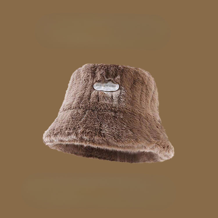 流行帽子|加絨百搭毛絨漁夫帽女秋冬保暖防寒盆帽學院風顯臉小加厚毛絨帽子「C4861」24.12-1