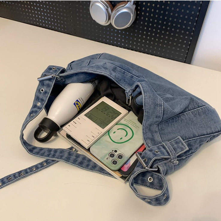 致青春|包包女包新款韓版復古帆布包水洗牛仔女包大容量購物袋單肩包「8182-370」24.04-2