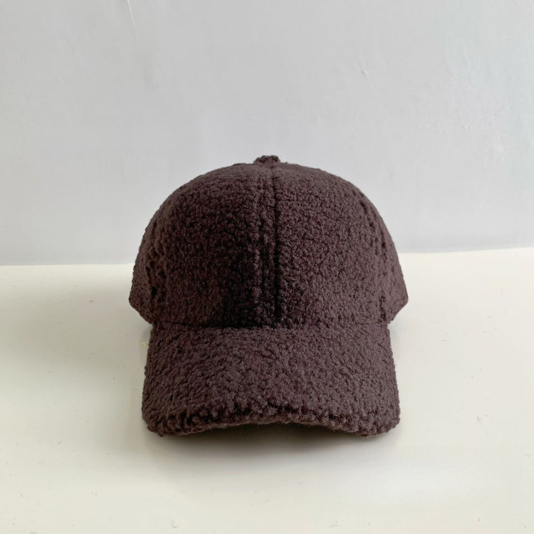 流行帽子|純色仿羊羔毛棒球帽男女秋冬季保暖彎檐鴨舌帽青年戶外休閒潮帽子「Q9466」24.10-2