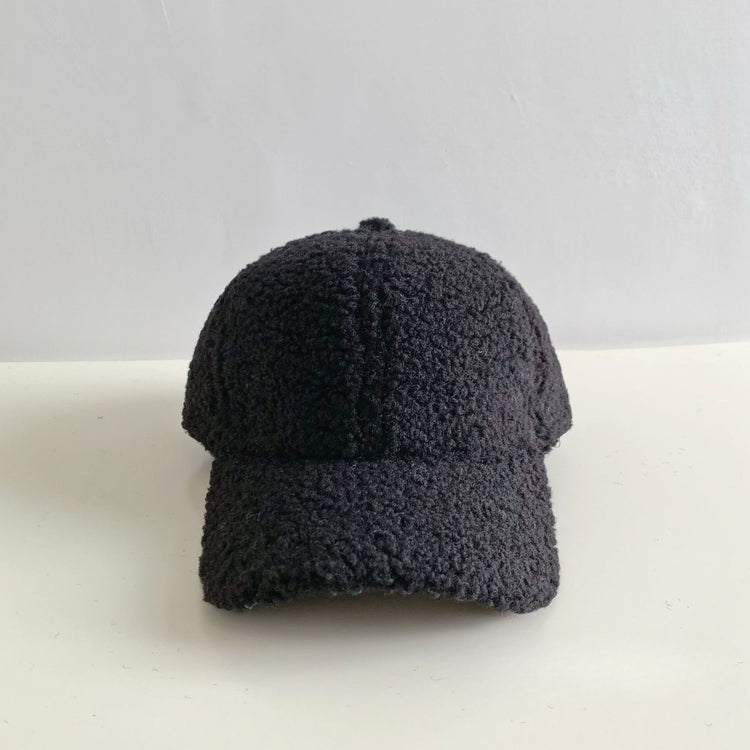 流行帽子|純色仿羊羔毛棒球帽男女秋冬季保暖彎檐鴨舌帽青年戶外休閒潮帽子「Q9466」24.10-2