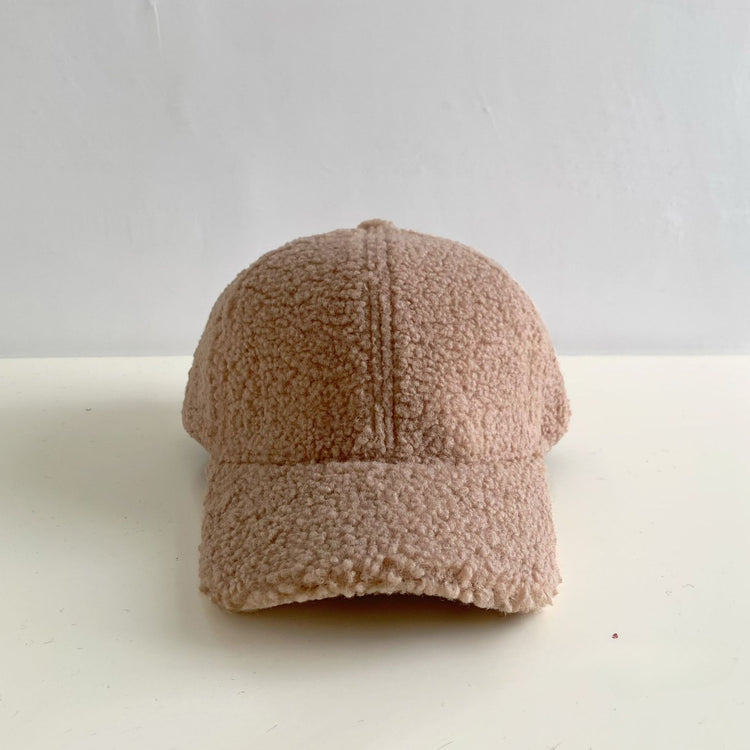 流行帽子|純色仿羊羔毛棒球帽男女秋冬季保暖彎檐鴨舌帽青年戶外休閒潮帽子「Q9466」24.10-2