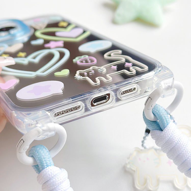 手機殼|蘋果13手機殼iPhone14pro適用15promax卡通11/12掛繩鏡面殼「WM0623」24.07