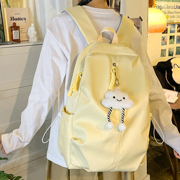 致青春|簡約雙肩包女大容量高顏值背包休閒旅行電腦包純色質感學生書包「2405-126」25.02-3