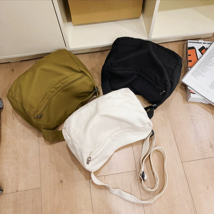 致青春|日系休閒帆布斜背包女大學生上課通勤大容量橫款方形包「8008-122」24.07-3