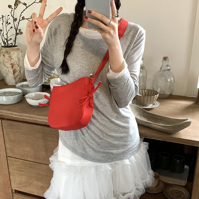 日韓流行|韓版ins小眾芭蕾風女包2024新款蝴蝶結尼龍單肩腋下包手提斜背包「9433#」24.07-4